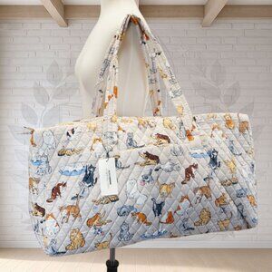 NEW ❤️ vera bradley A Cat's Life Large Travel Duffel 22" Beige